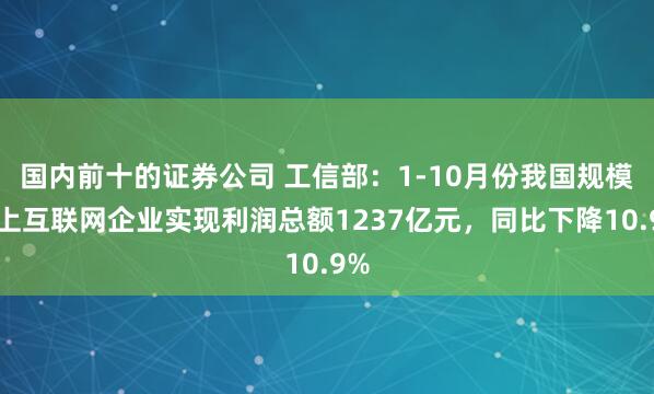 国内前十的证券公司 工信部：1-10月份我国规模以上互联网企业实现利润总额1237亿元，同比下降10.9%
